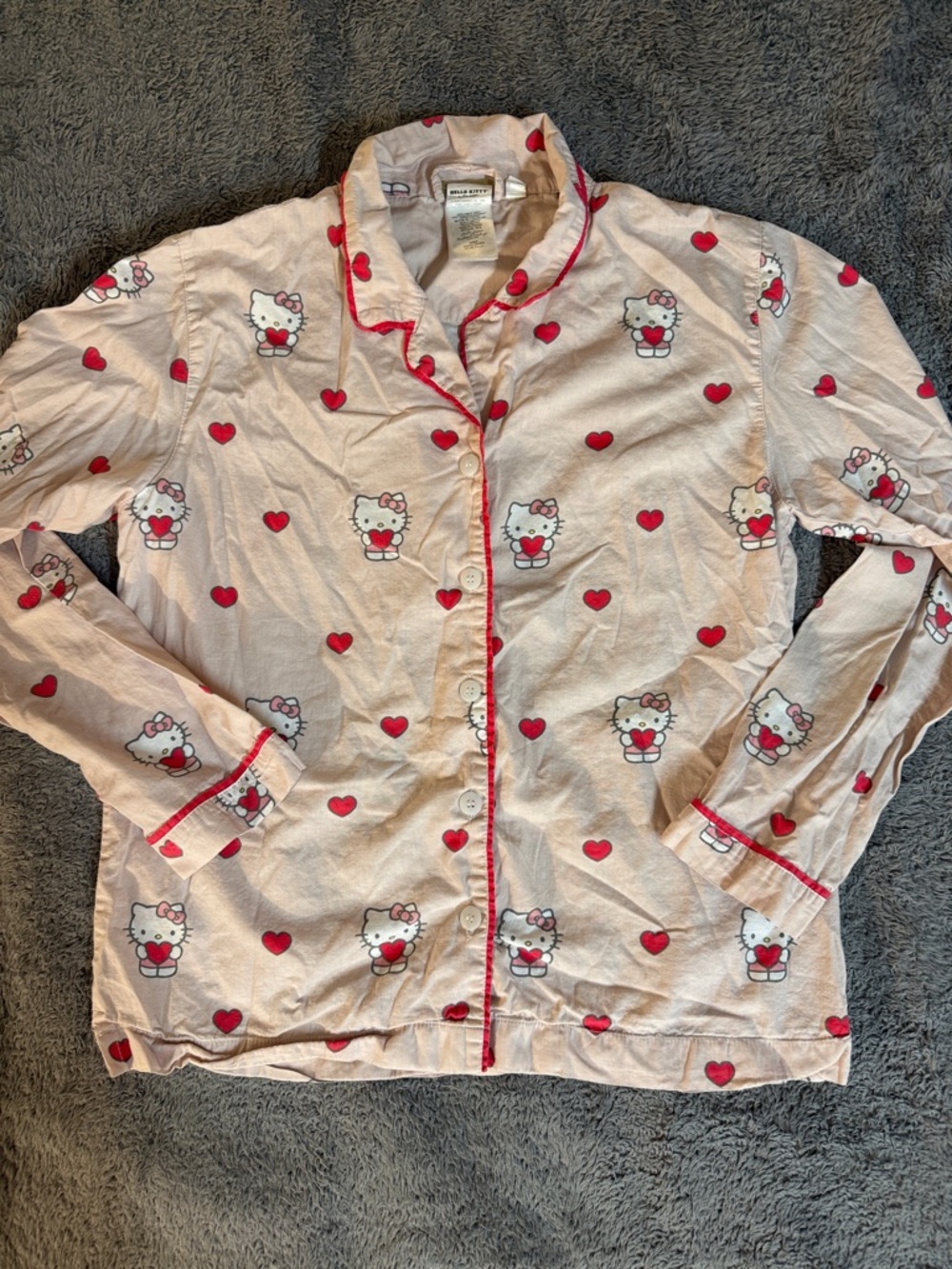 Pottery Barn Teen Pink Hello Kitty Heart Print Pajama Top